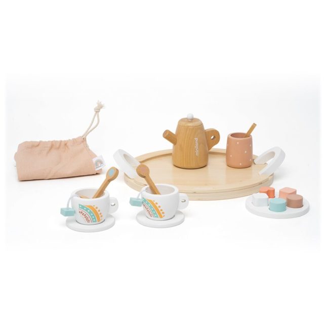 Dolls wooden tea set