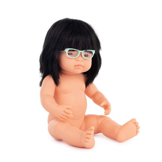 Baby Doll Asian Girl with Glasses 38 cm