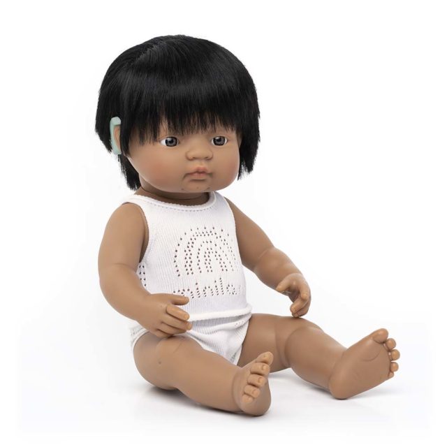 Baby Doll Hispanic Boy with Hearing implant 38 cm