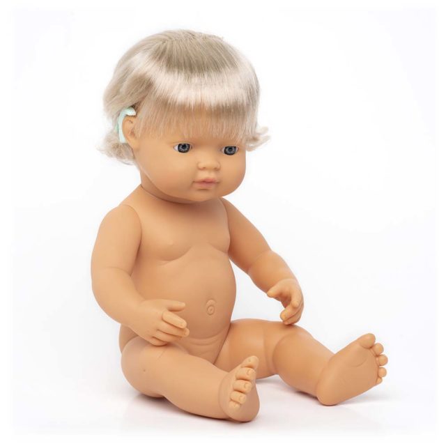 Baby Doll Caucasian Girl with Hearing implant 38cm