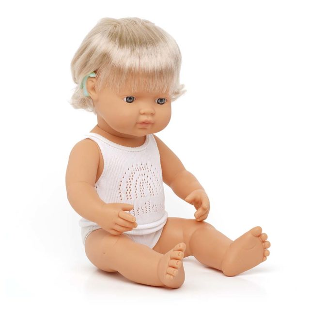 Baby Doll Caucasian Girl with Hearing implant 38cm