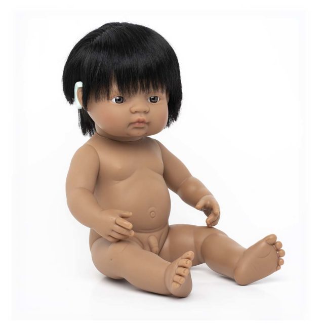 Baby Doll Hispanic Boy with Hearing implant 38 cm