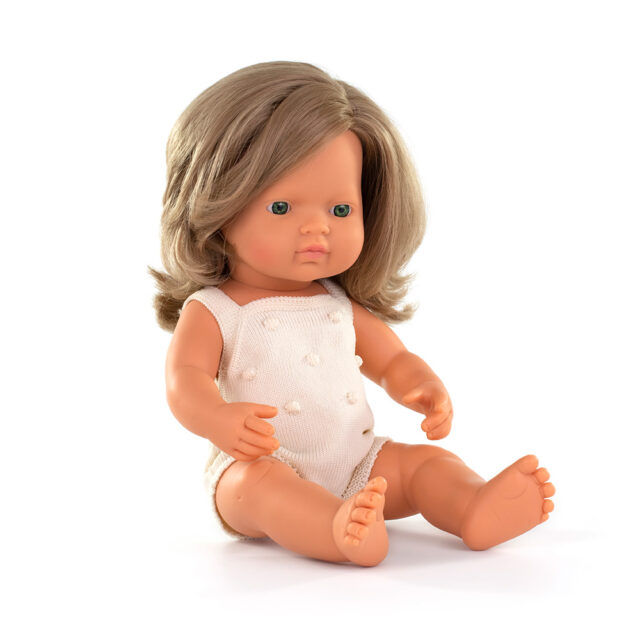 Baby doll caucasian dirty blonde hair girl 38cm Colourful